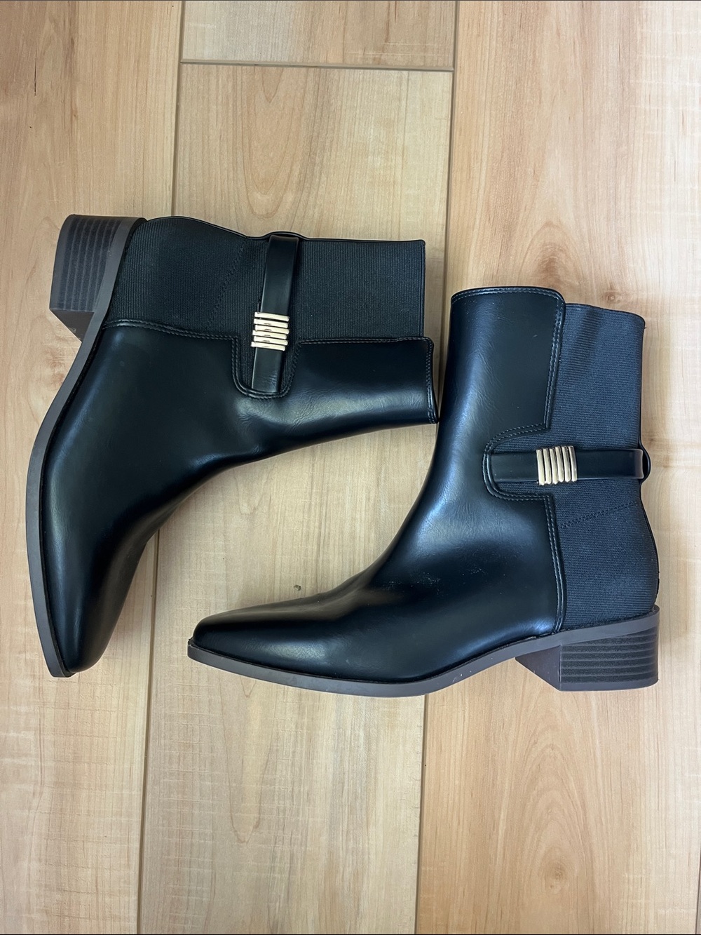 Journee Collection Black Ankle Booties with Low Block Heel